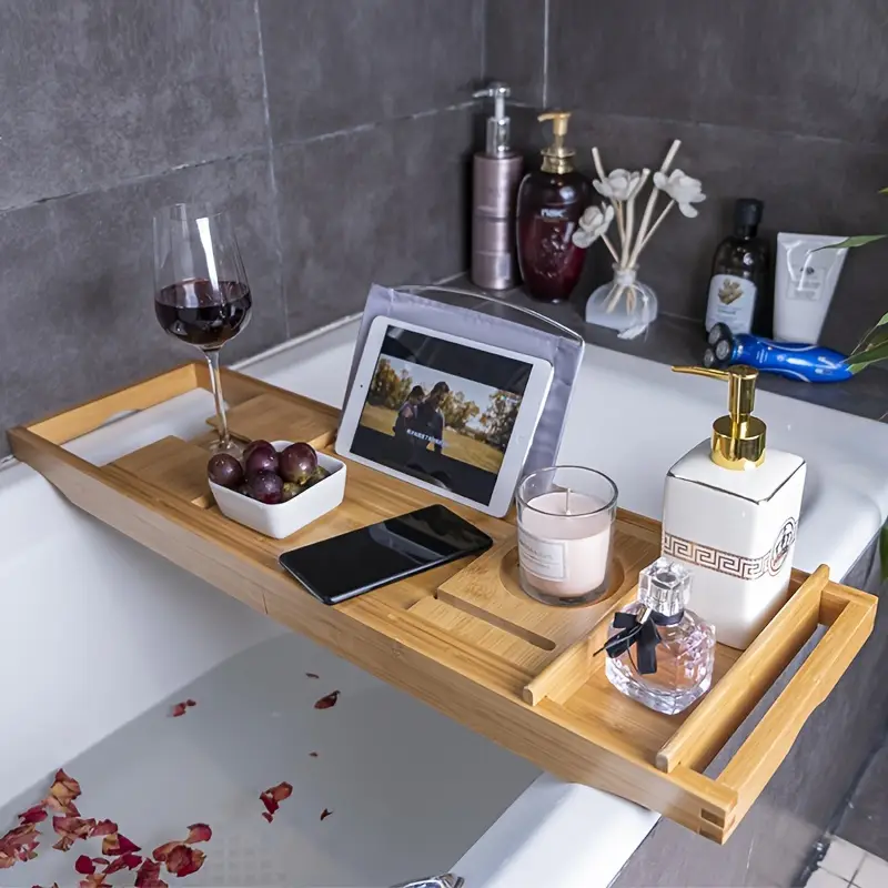 LuxeBathe™ Expandable Bamboo Tray